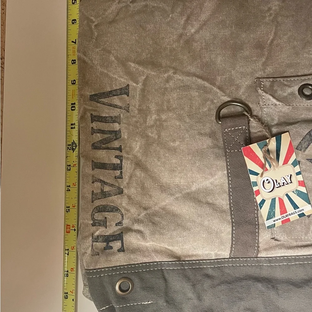 NWT Vintage Canvas Backpack - Tan and Brown Olay
